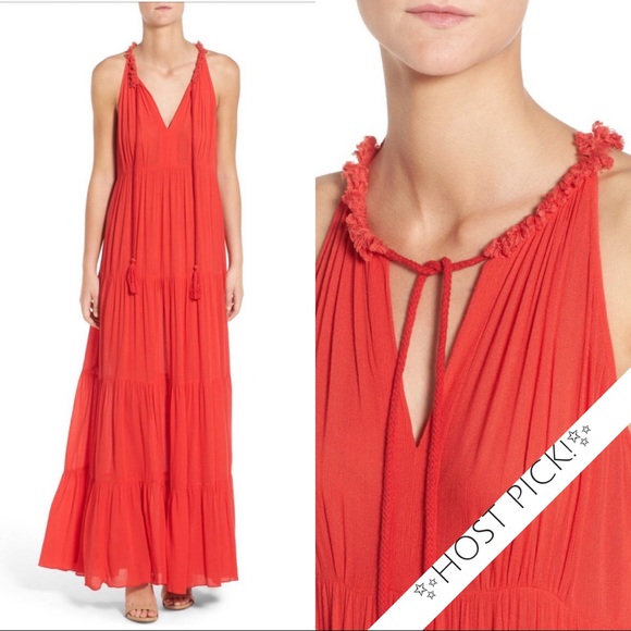 ella moss Womens Nete Tiered Maxi Dress